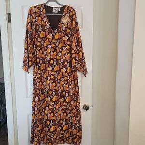 The Hippie Shake The Lady Of The Cabyon Maxi Dress - Orange and Brown